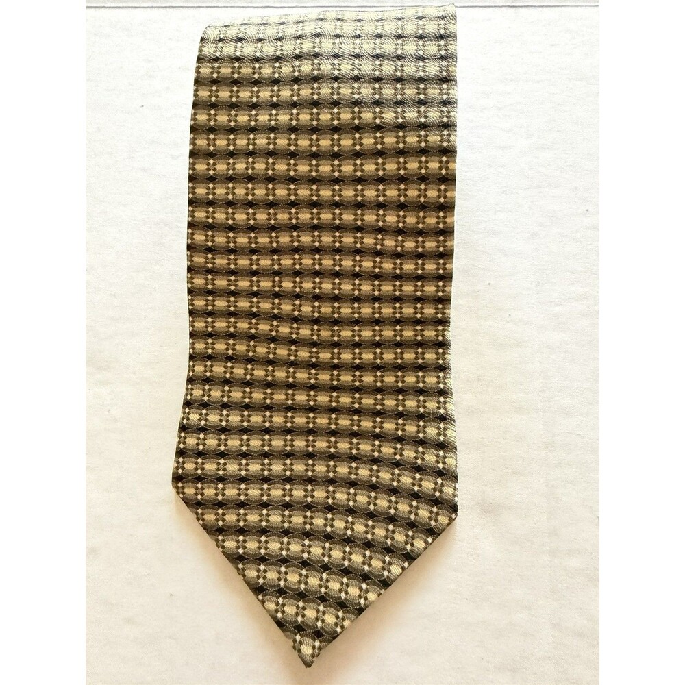 Zylos George Machado Silk Tie Gold Green Black Geometric Men’s Necktie
